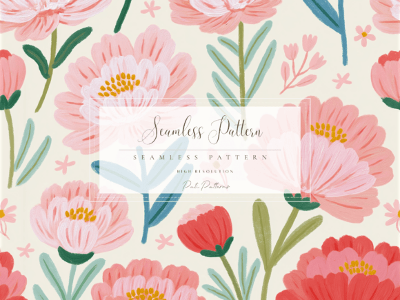 Blush Peony Seamless Floral Pattern PNG: Elevating Modern Design with Soft Elegance
