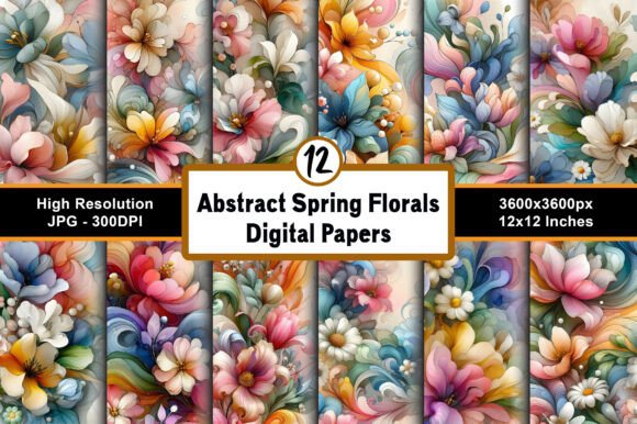Elevating Creative Projects with Abstract Spring Florals Digital Papers