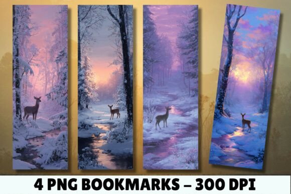 Enhance Your Reading Experience with the Pink Sunset Winter Deer PNG Bookmark