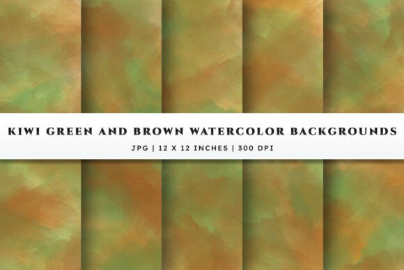 Evaluating Kiwi Green and Brown Watercolor Backgrounds for Creative Projects