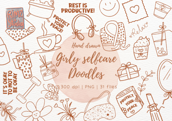 Evaluating the Girly Selfcare Positivity Doodle Element for Creative Projects