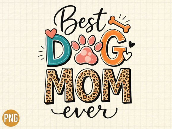 Leopard Retro Best Dog Mom PNG