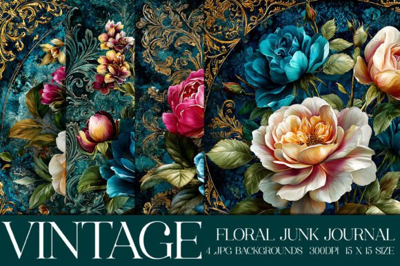 Luxury Floral Flowers Backgrounds, S6: Elevating Digital and Print Crafts with Vintage Elegance