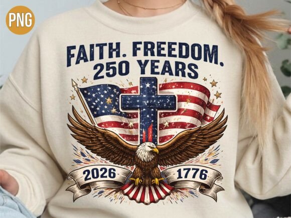 Patriotic Eagle 250 Years Cross PNG Design