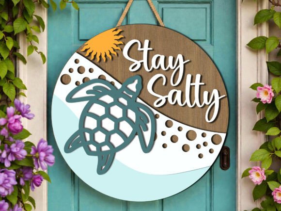 Stay Salty Beach Turtle Door Hanger Svg: Elevate Your Summer Décor with Instant Digital Art
