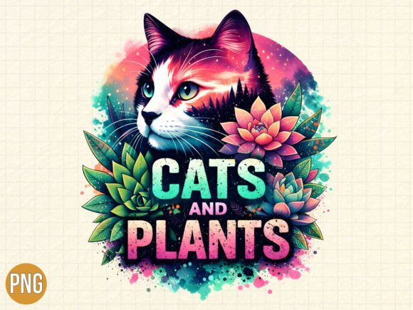 Strategic Branding with the Cats and Plants Retro Cat Lover PNG