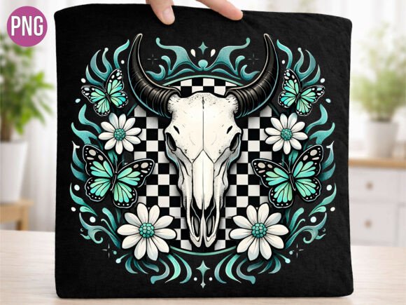 Western Bull Skull Boho Flowers PNG Guide