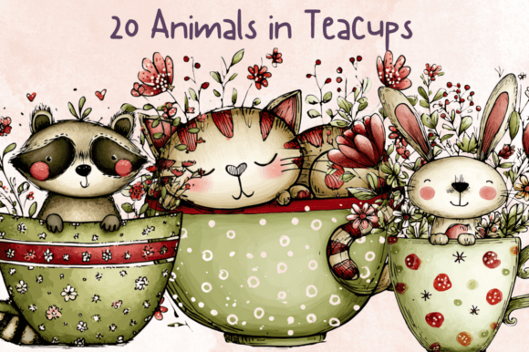 Whimsical Animals in Teacup Clipart Set: A Creative Guide for Cozy Designs